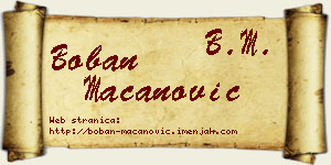 Boban Macanović vizit kartica